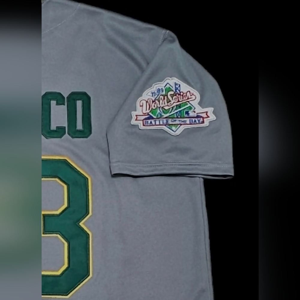 Jose Canseco Oakland A's Jersey Throwback 1989 With Battle Of The Bay Patch🎁 - Picture 3 of 5